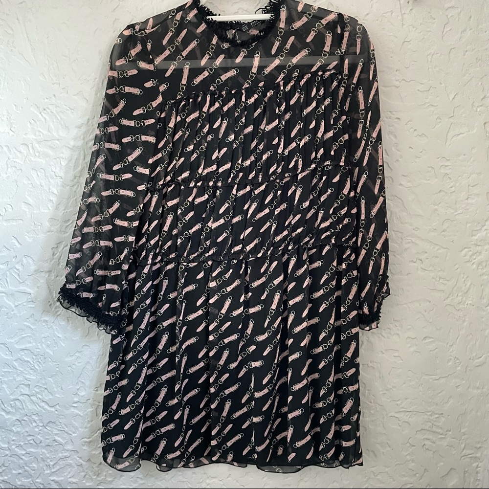 ZARA || Pink Belt Pattern Dress | Size XS